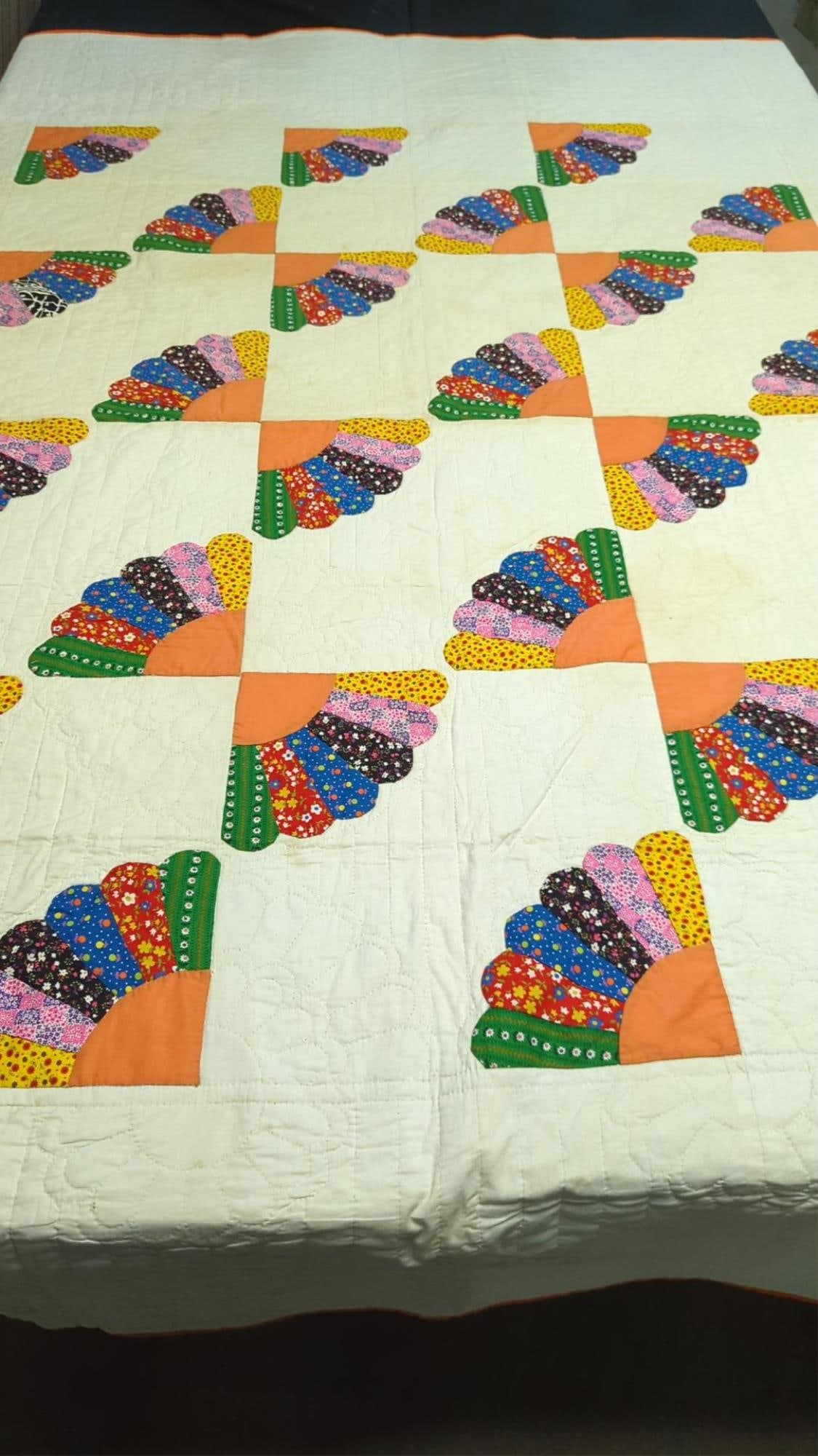 Hand made Vintage Fan Quilt (1 of 3)