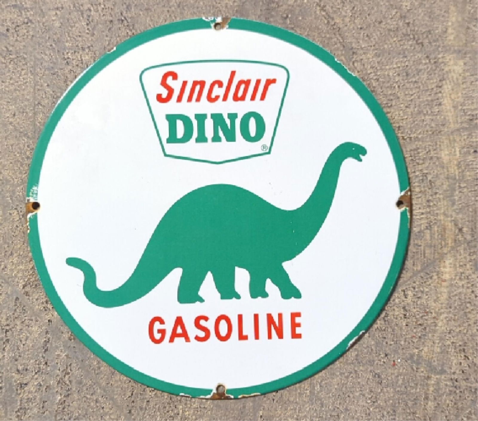 Porcelain Sinclair Dino Gasoline Badge Sign (1 of 4)