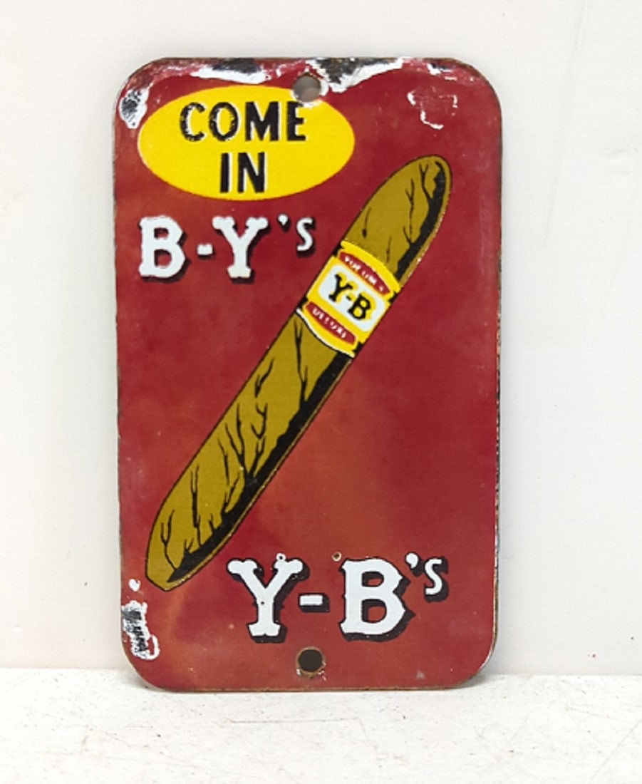 Porcelain Y - B  Cigars single sided door push (1 of 2)