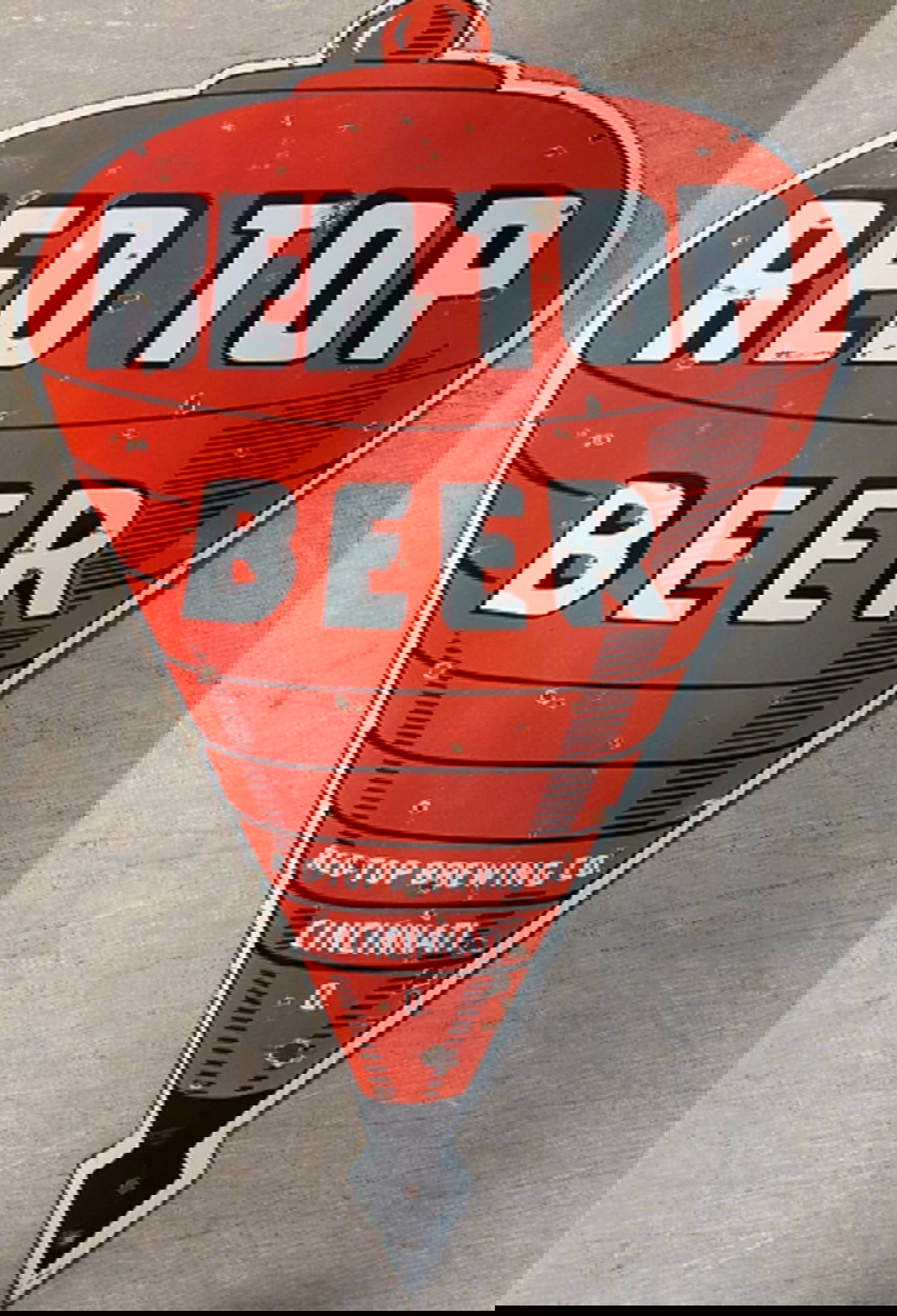 Porcelain Red Top Beer Double Sided Sign Auction