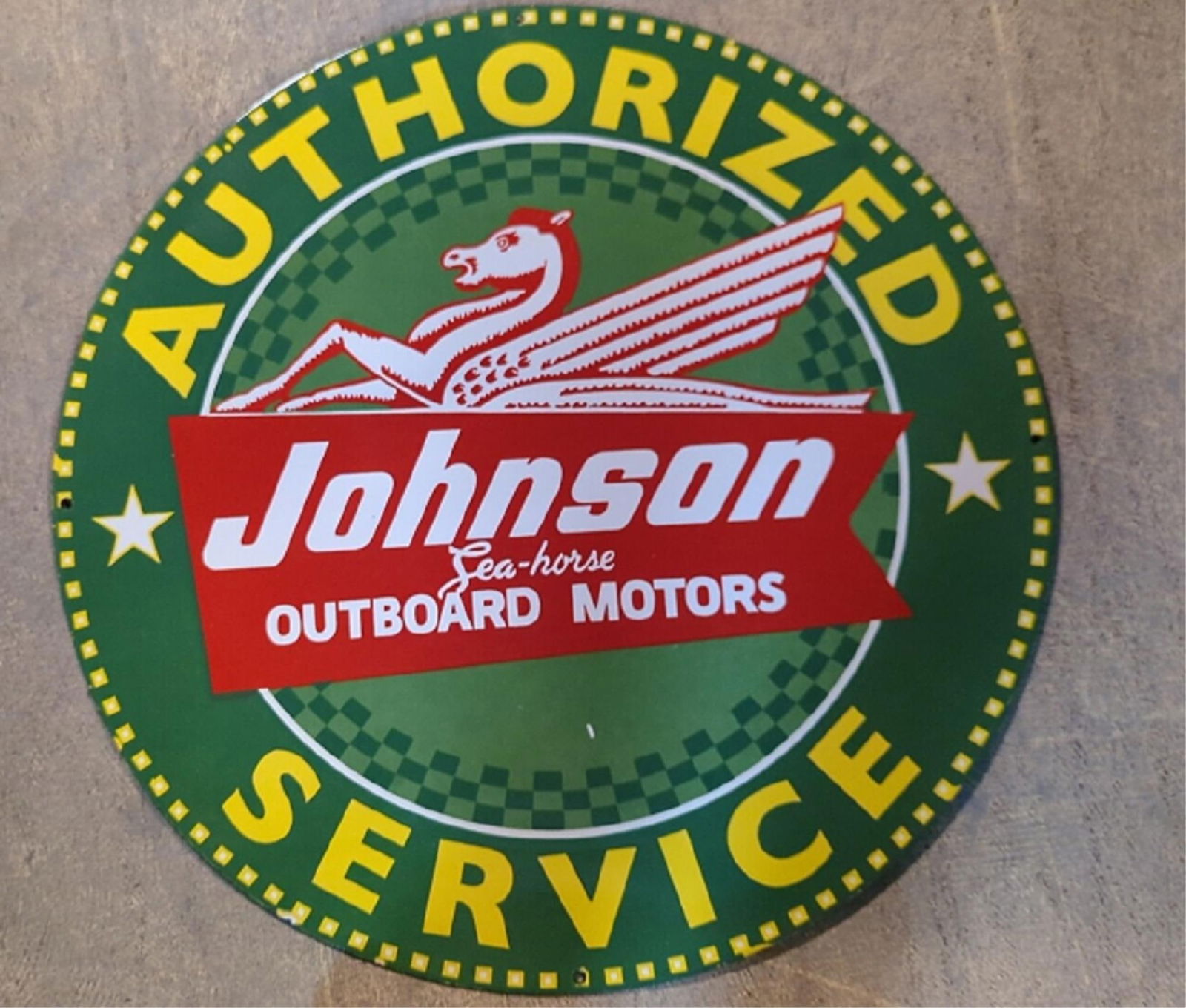Porcelain Johnson Outboard Motors sign (1 of 4)