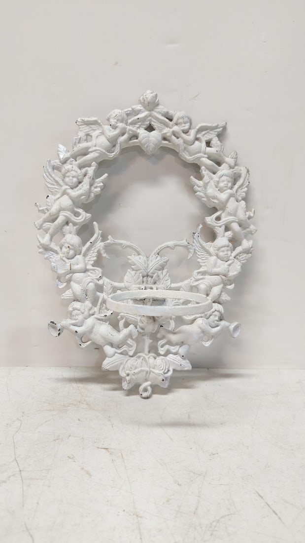 White Cast Iron Holder white with Angels (1 of 2)