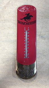 Winchester metal Thermometer: excellent condition 24" Tall x 7" wide