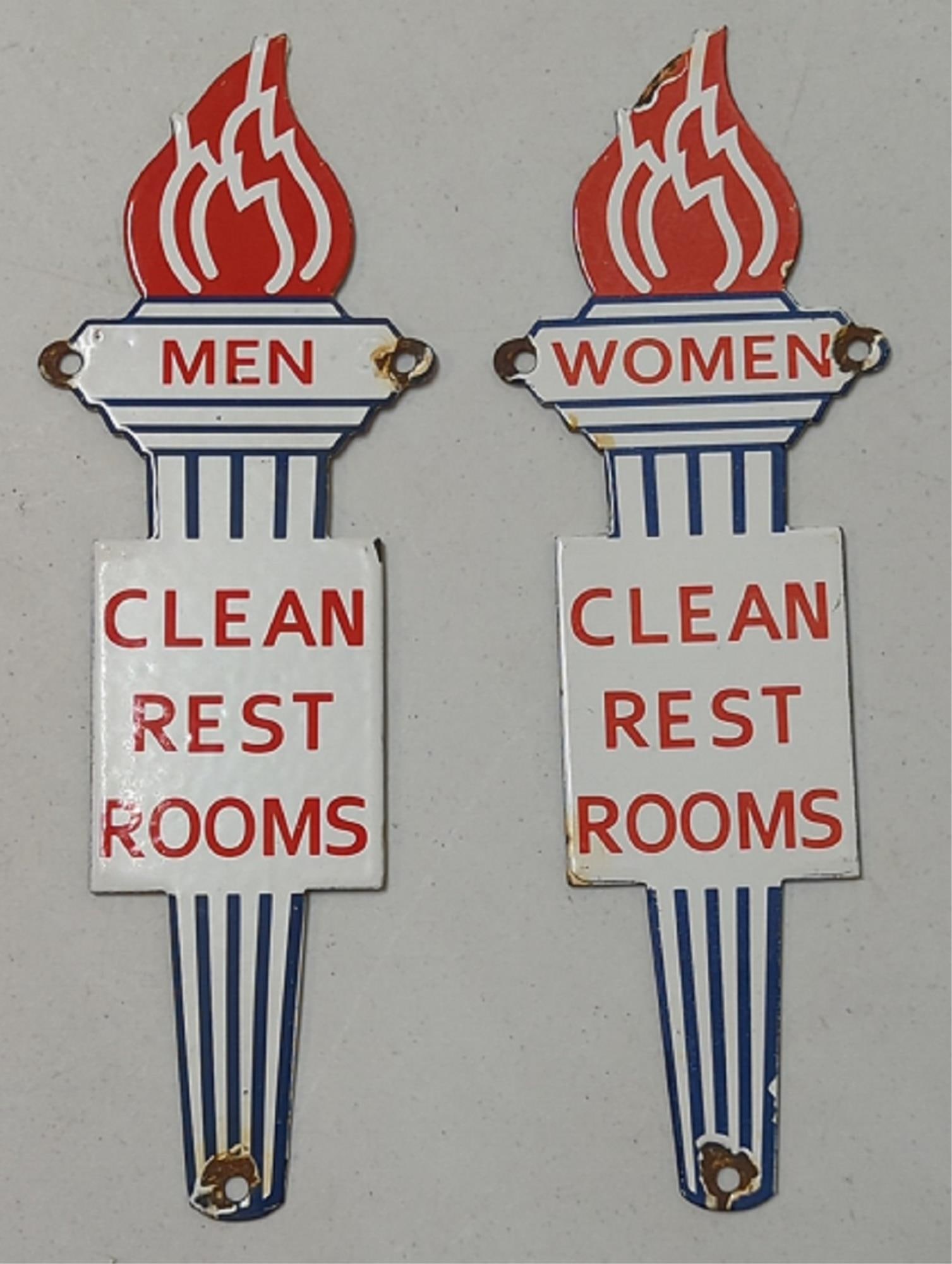 Porcelain Standard Oil Torch Restroom signs (1 of 4)