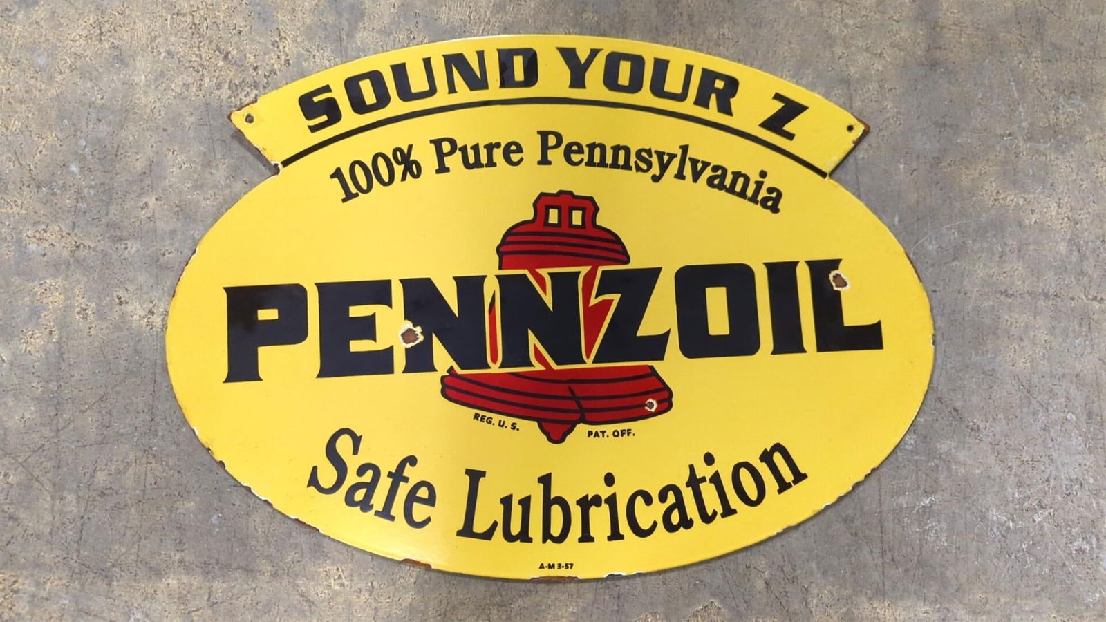 Porcelain oval Pennzoil double sided sign (1 of 6)