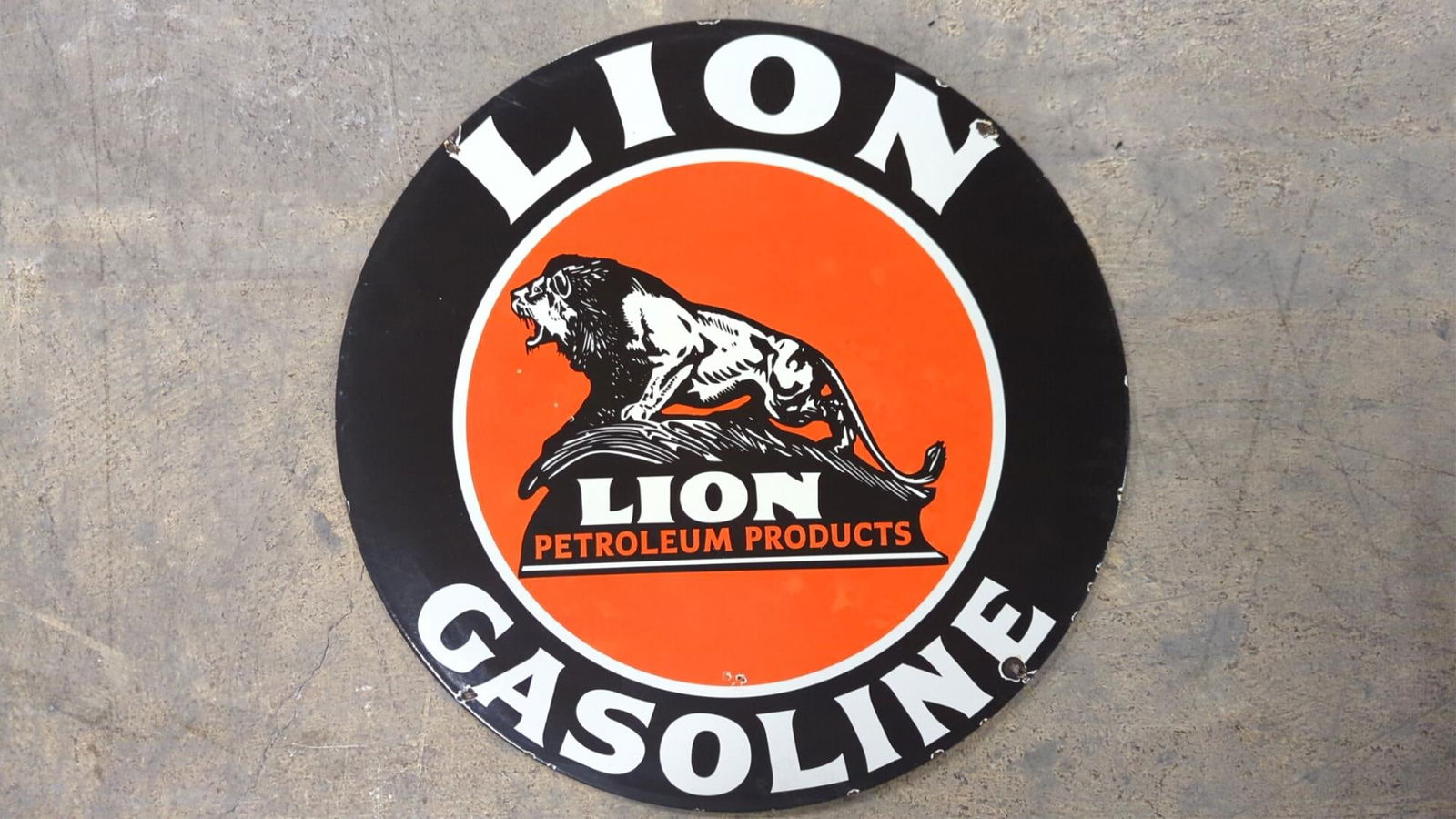 24" Porcelain Lion Gasoline double sided sign (1 of 7)