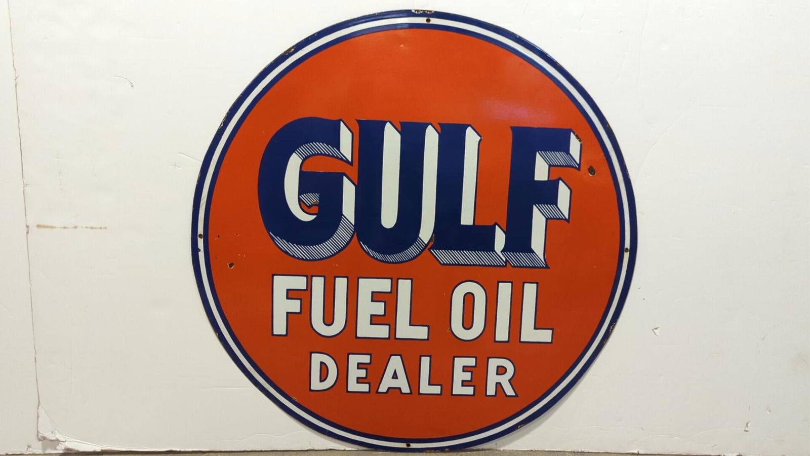 36" Porcelain Gulf Dealer Fuel Oil Gasoline Sign (1 of 4)