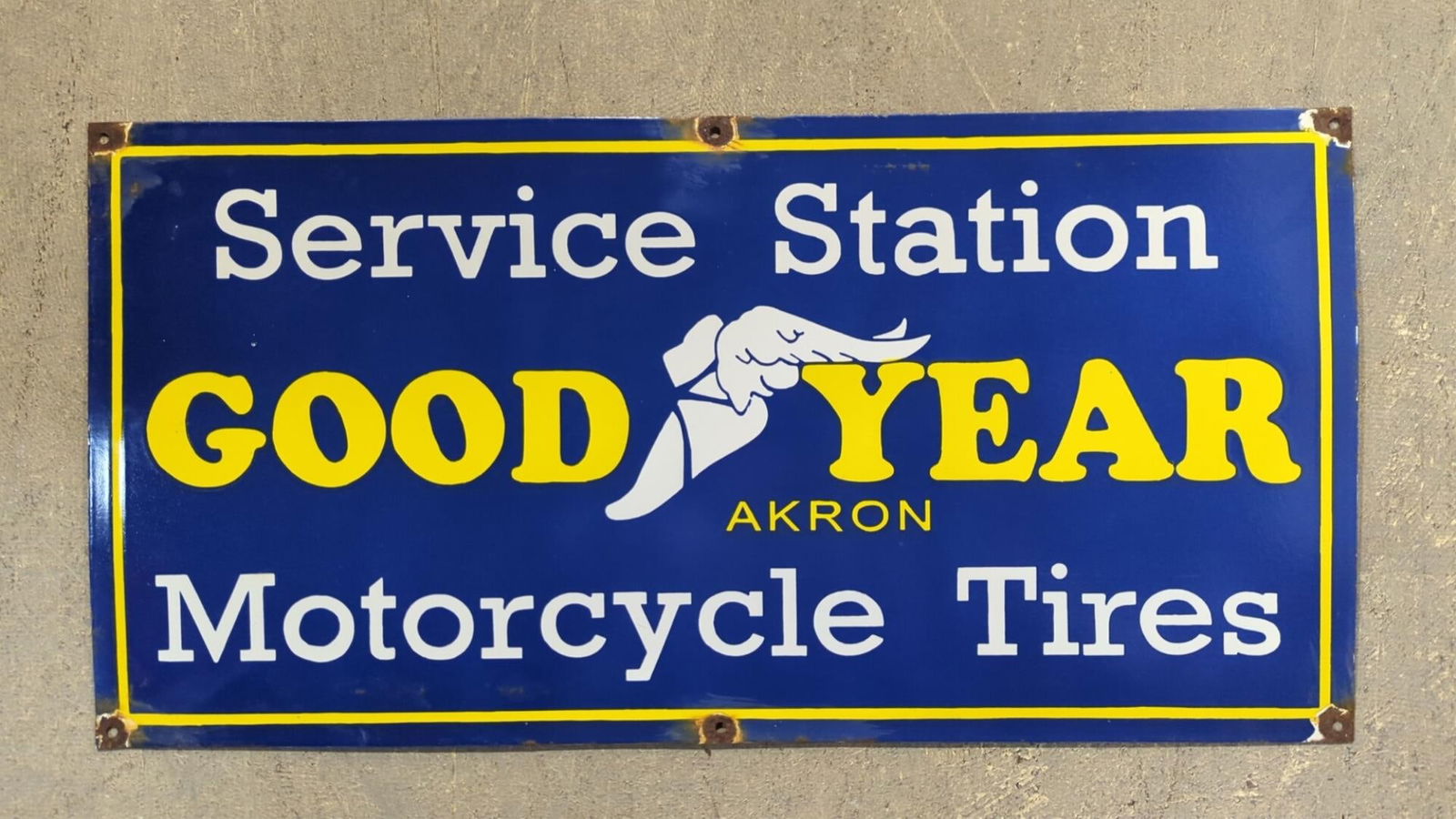 Porcelain Goodyear motorcycle tires sign (1 of 6)