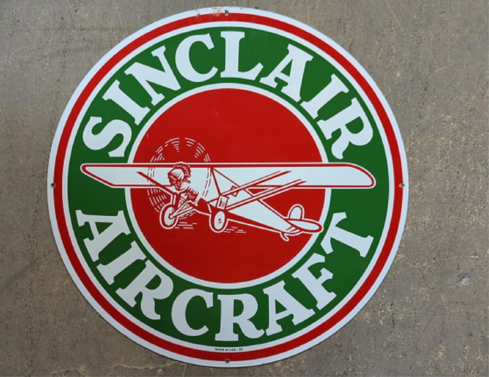 30" Porcelain Sinclair Aircraft  sign (1 of 6)