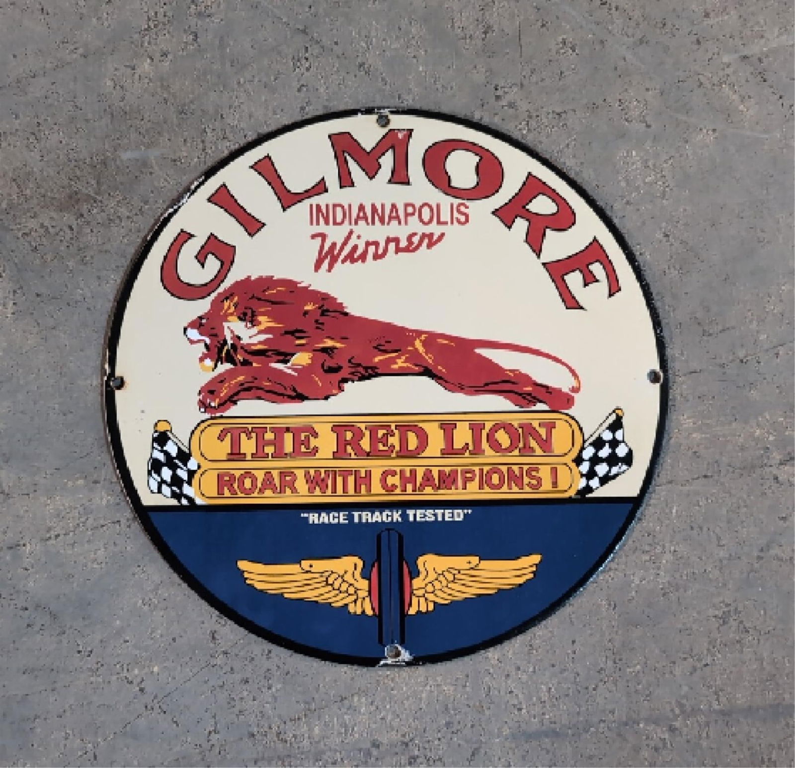 Porcelain Gilmore Red Lion Gasoline Sign (1 of 4)