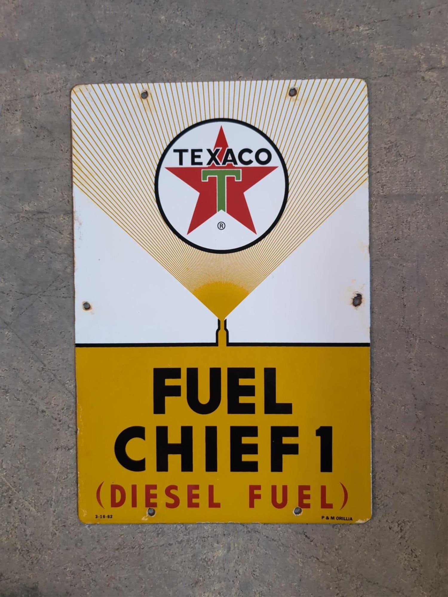 Porcelain Texaco Fuel Chief Diesel sign (1 of 4)