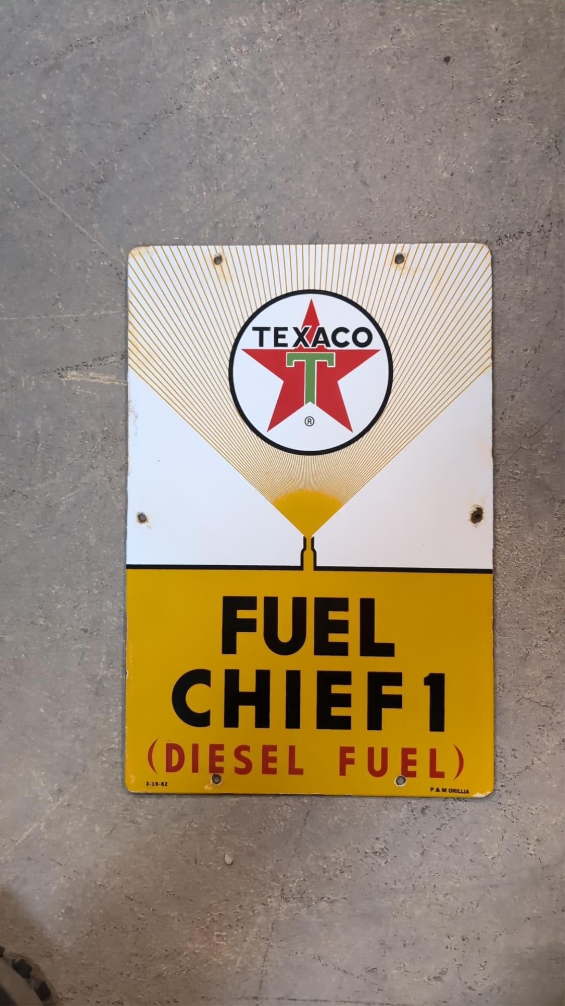 Porcelain Texaco Fuel Chief Diesel sign (1 of 4)