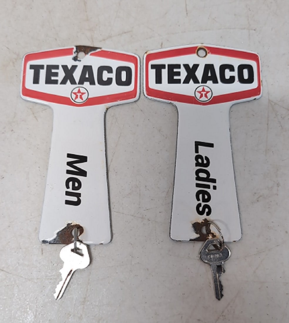 (2) Porcelain Texaco Bathroom key Holders (1 of 4)