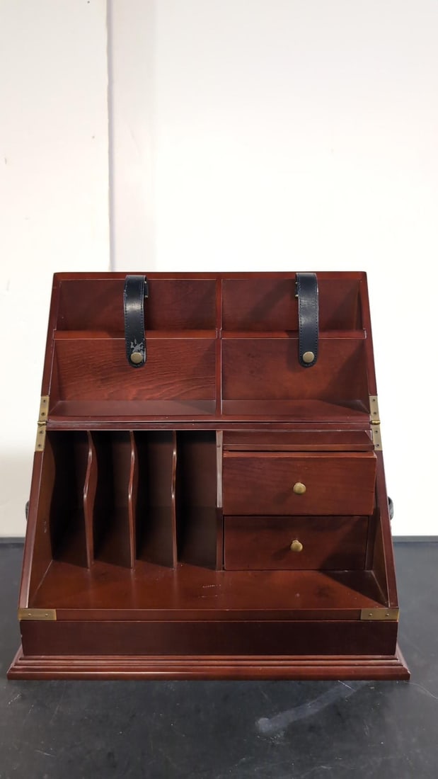Mahogany Tabletop Secretary Organizer: Bombay, Good Condition. 15" wide x 9 1/2" deep x 8 3/4" tall