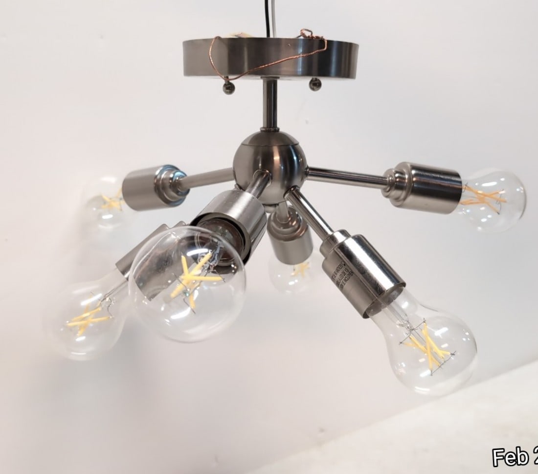 Sputnik Led Chandlier: 17" diameter nickel metal johnathon Jobs designer