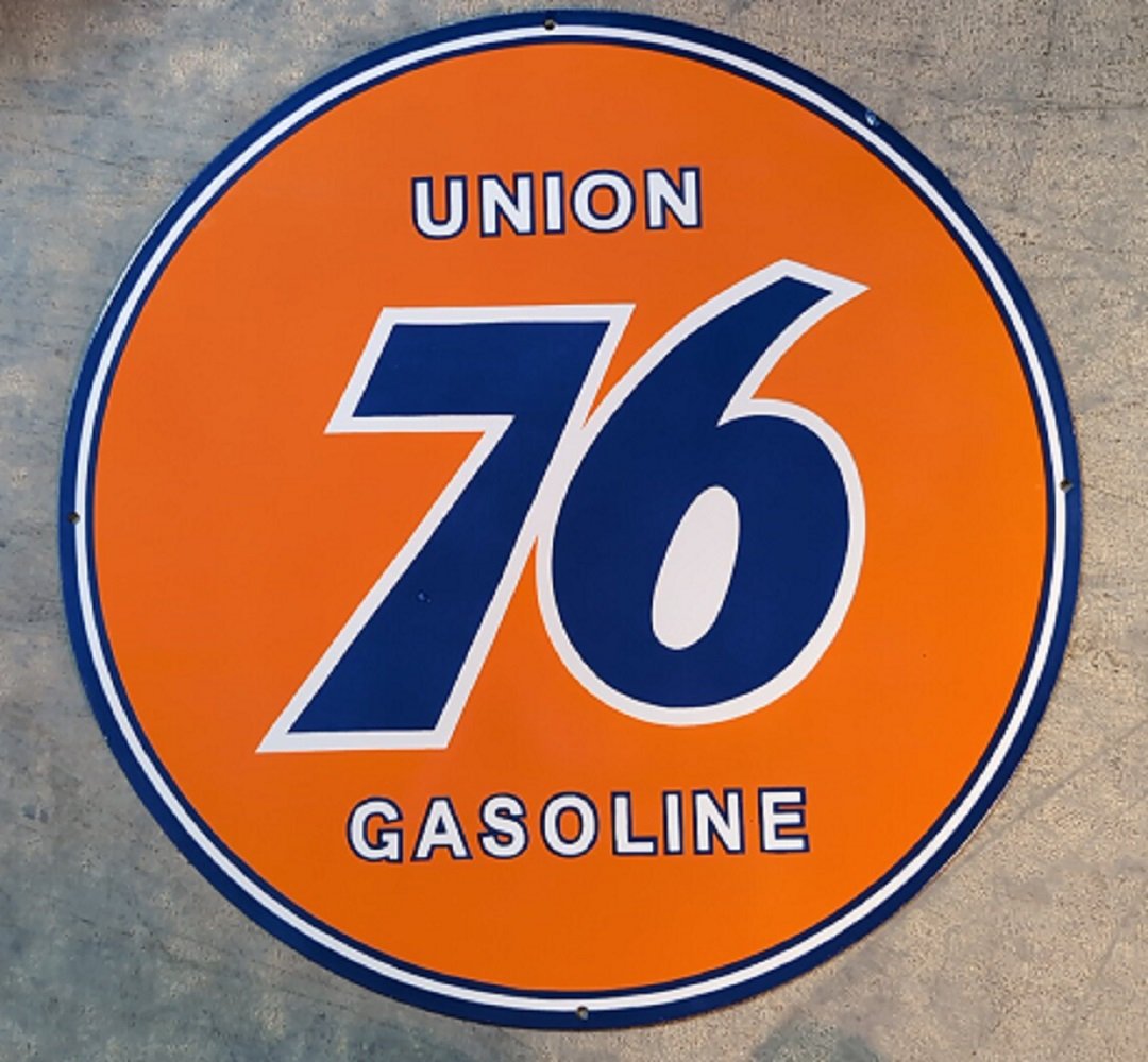 30" Union 76 Gasoline porcelain single sided sign (1 of 4)