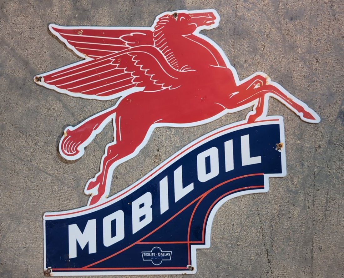 Porcelain Mobiloil Pegasus single sided sign (1 of 5)