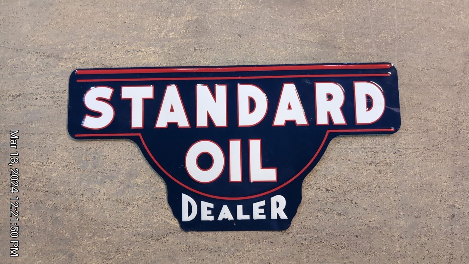 Standaard Oil Metal Dealer single sided sign: embossed metal 23 1/2" t x 11 3/4"