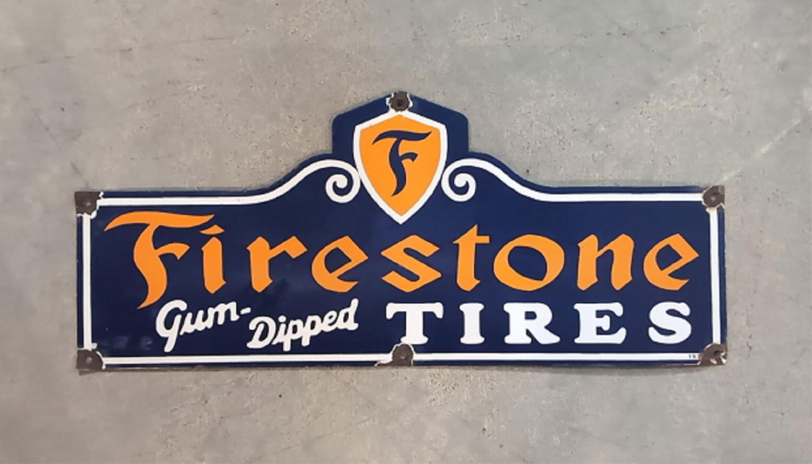 Porcelain Firestone gum dipped Tire sign (1 of 4)