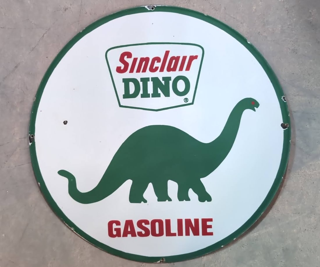 30" Porcelain Sinclair Dino Gasoline Sign (1 of 4)