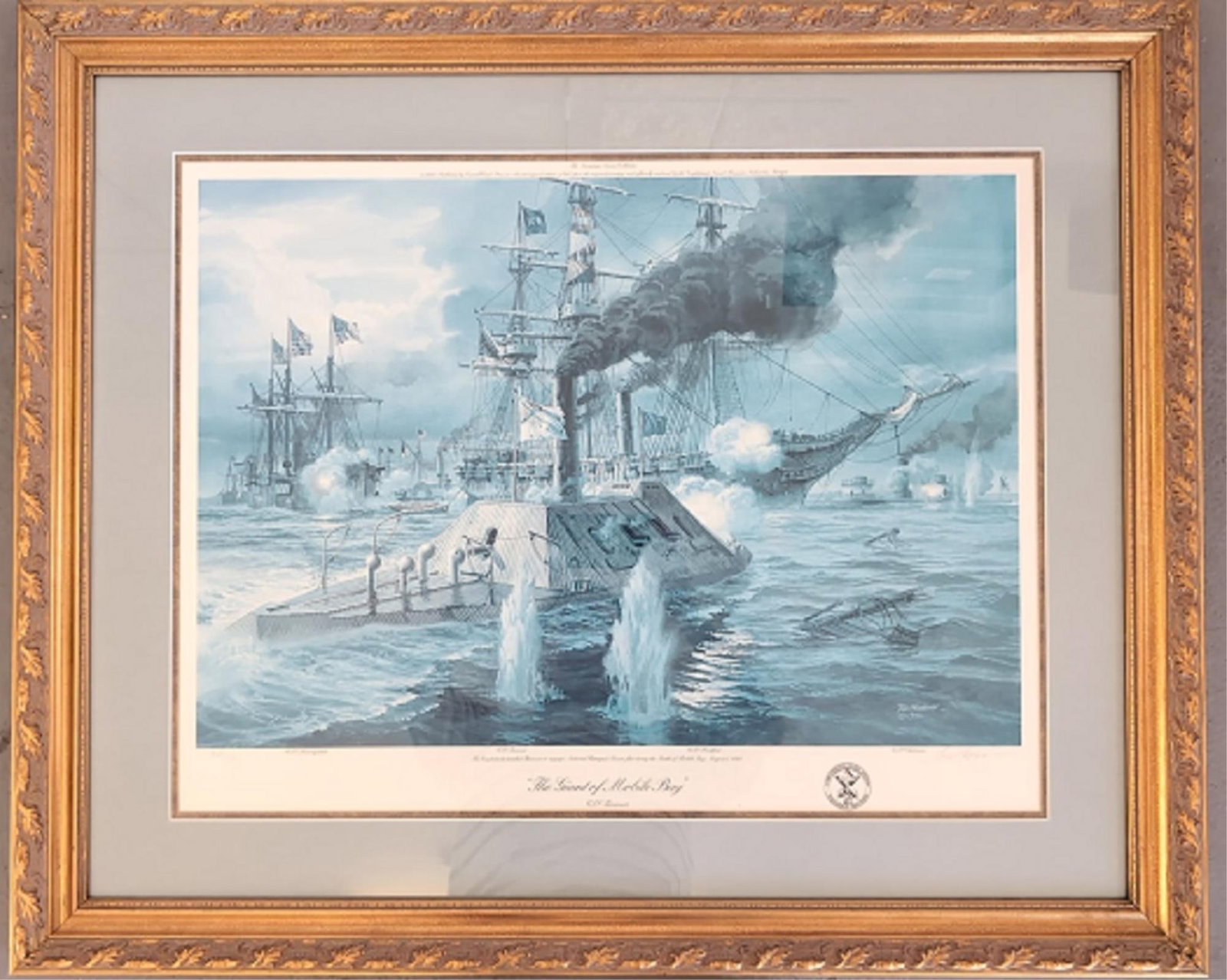 Civil War Print "The Giant of Mobile Bay": by Tom Freeman includes certificate of authenticity # 928 of 950 measures 37 1/2" L x 30 3/4" W