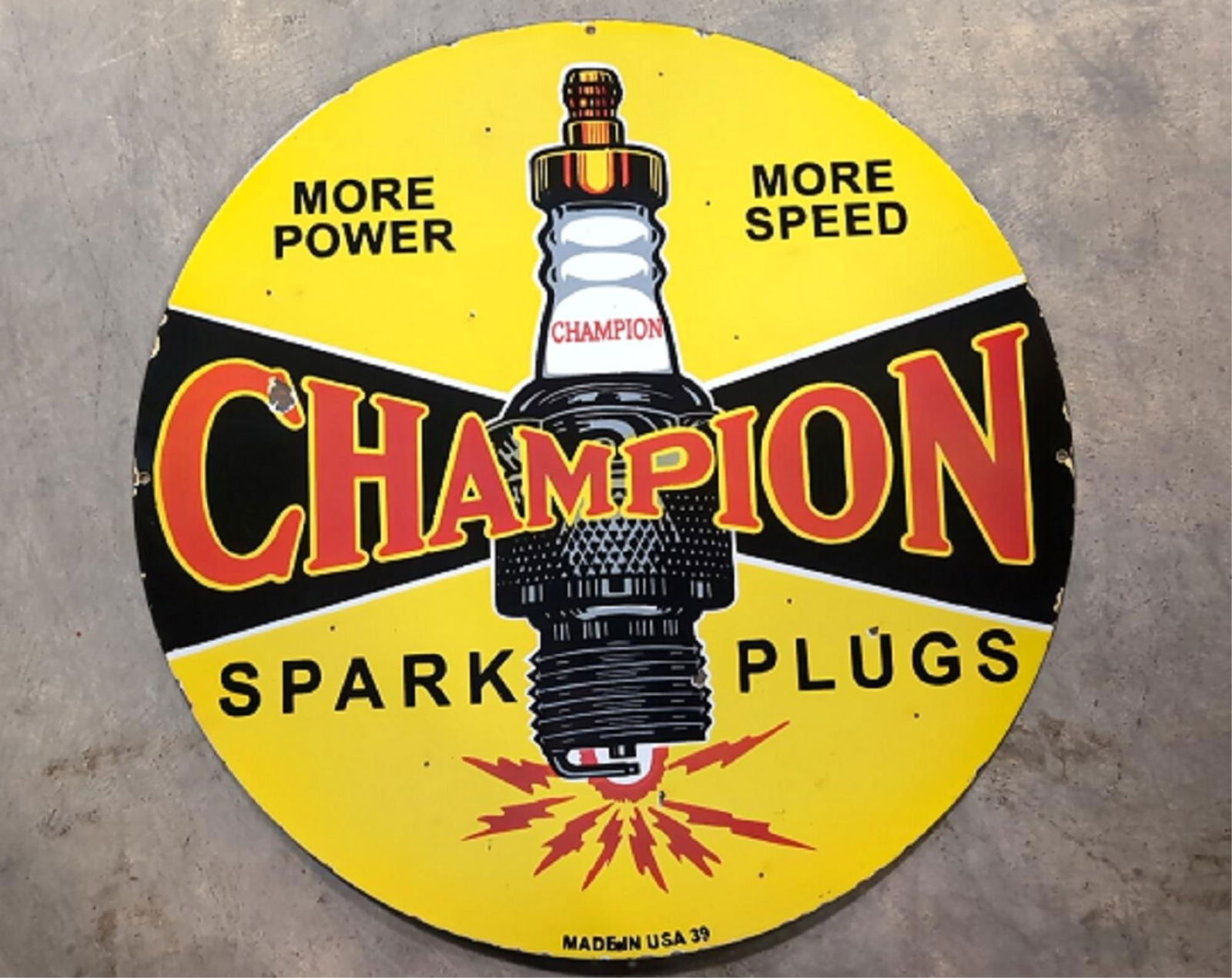 30" Porcelain Champion Spark Plugs sign (1 of 4)