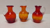 3 Blown Glass Crackle  Vases