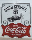 Large Porcelain Coca Cola Curb Service Sign Rt.66