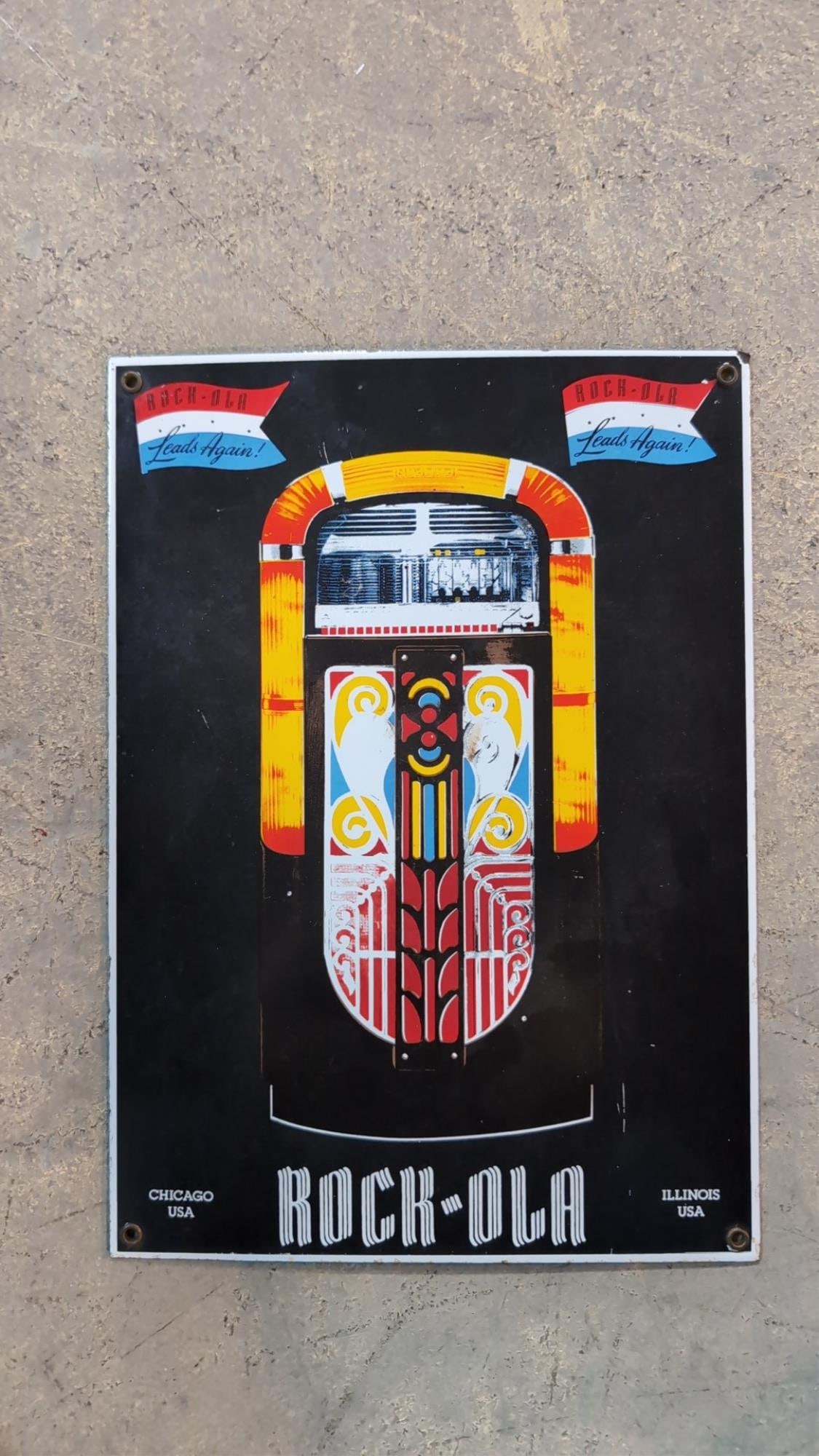 Rock - Ola Juke Box enameled sign (1 of 2)