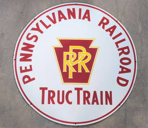 36" Porcelain Pennsylvania Truc Train sign