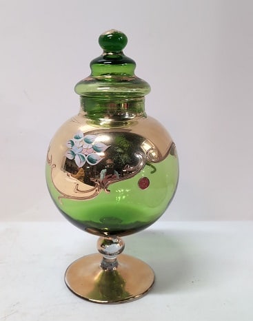 Vintage italian hand painted footed candy jar (1 of 2)