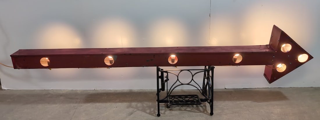 Large Metal Lighted arrow & sewing machine base (1 of 1)