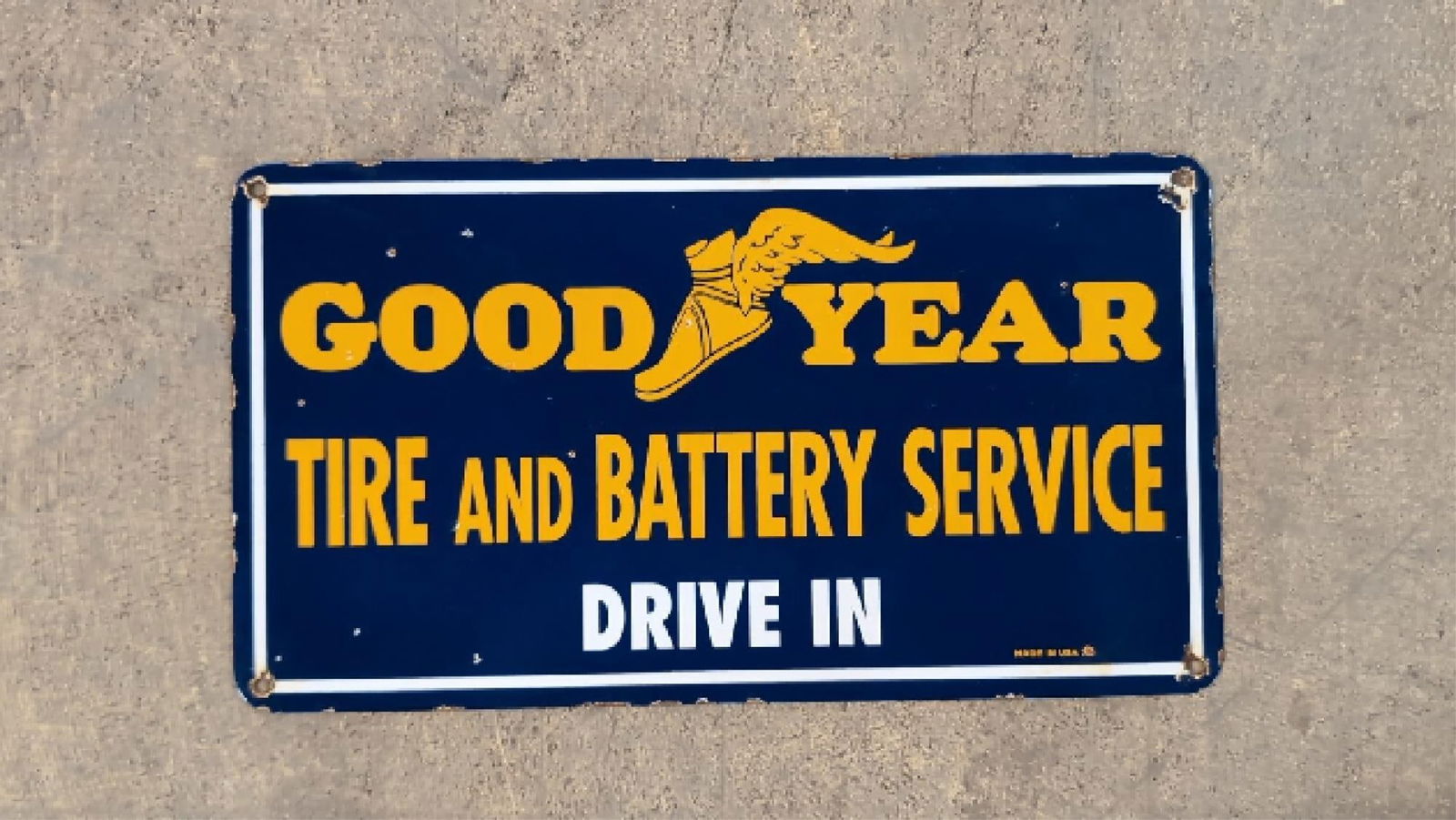 Porcelain Goodyear Tire and Battery sign (1 of 4)