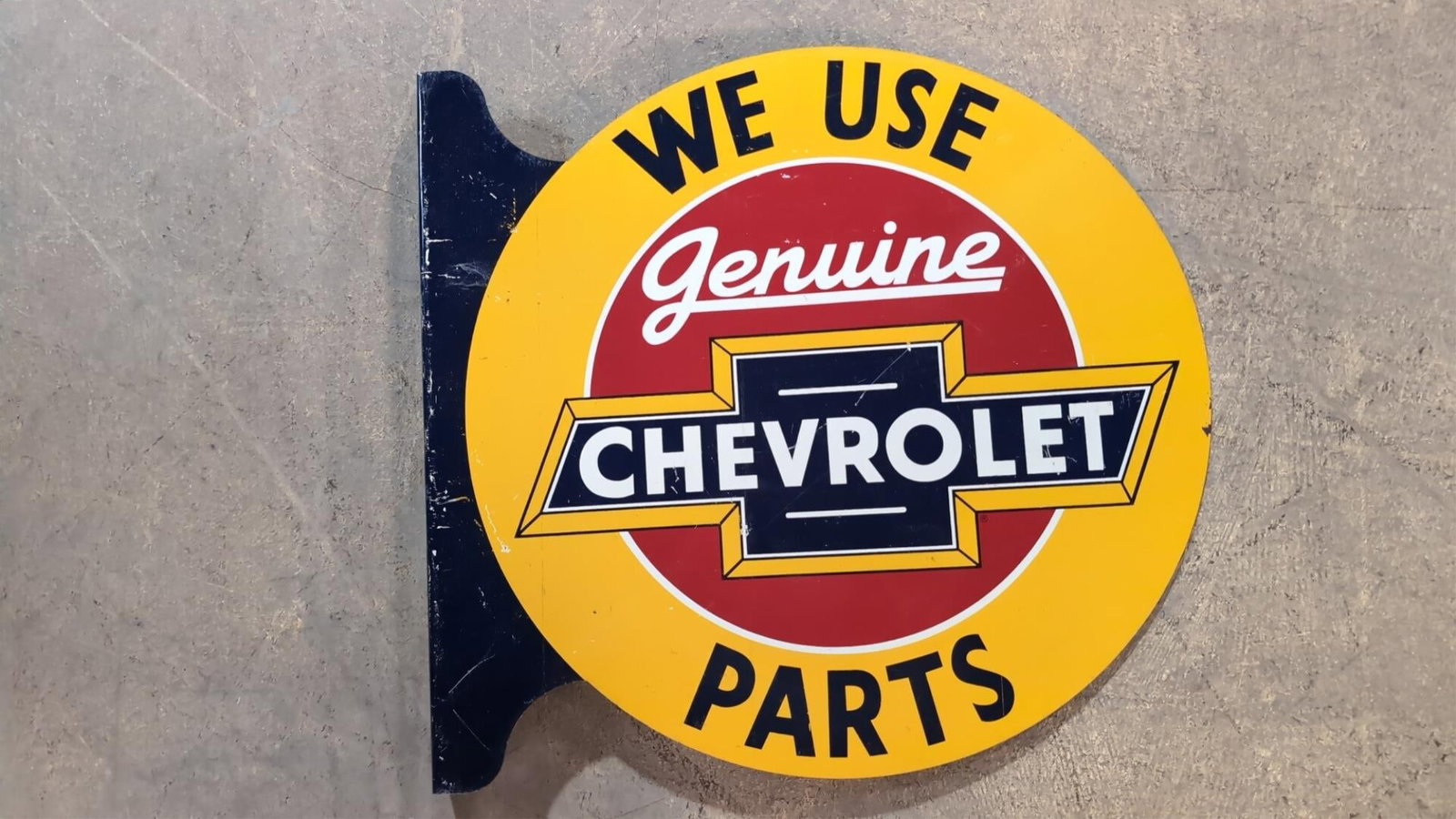 Genuine Chevrolet Parts metal flange sign: double sided some scratches 18" x 19"