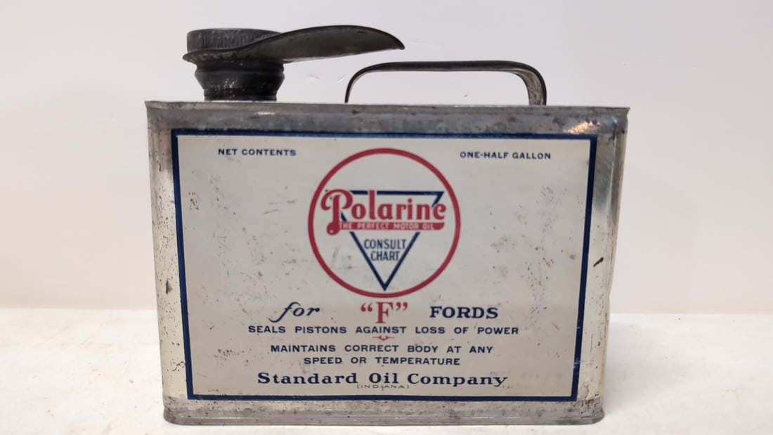 Polarine Standard Oil Co., 1;2 gallon oil can: used condition For "F" Fords some corrosion