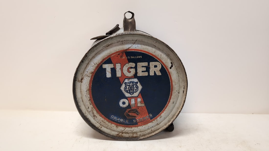 Original Tiger Oil 5 gallon rocker can (1 of 4)