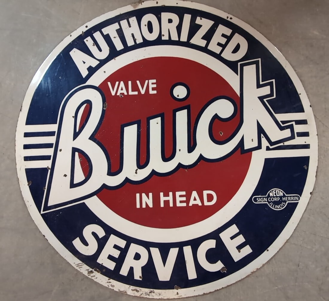 42" Double sided Porcelain Buick Authorized Service Sign (1 of 7)
