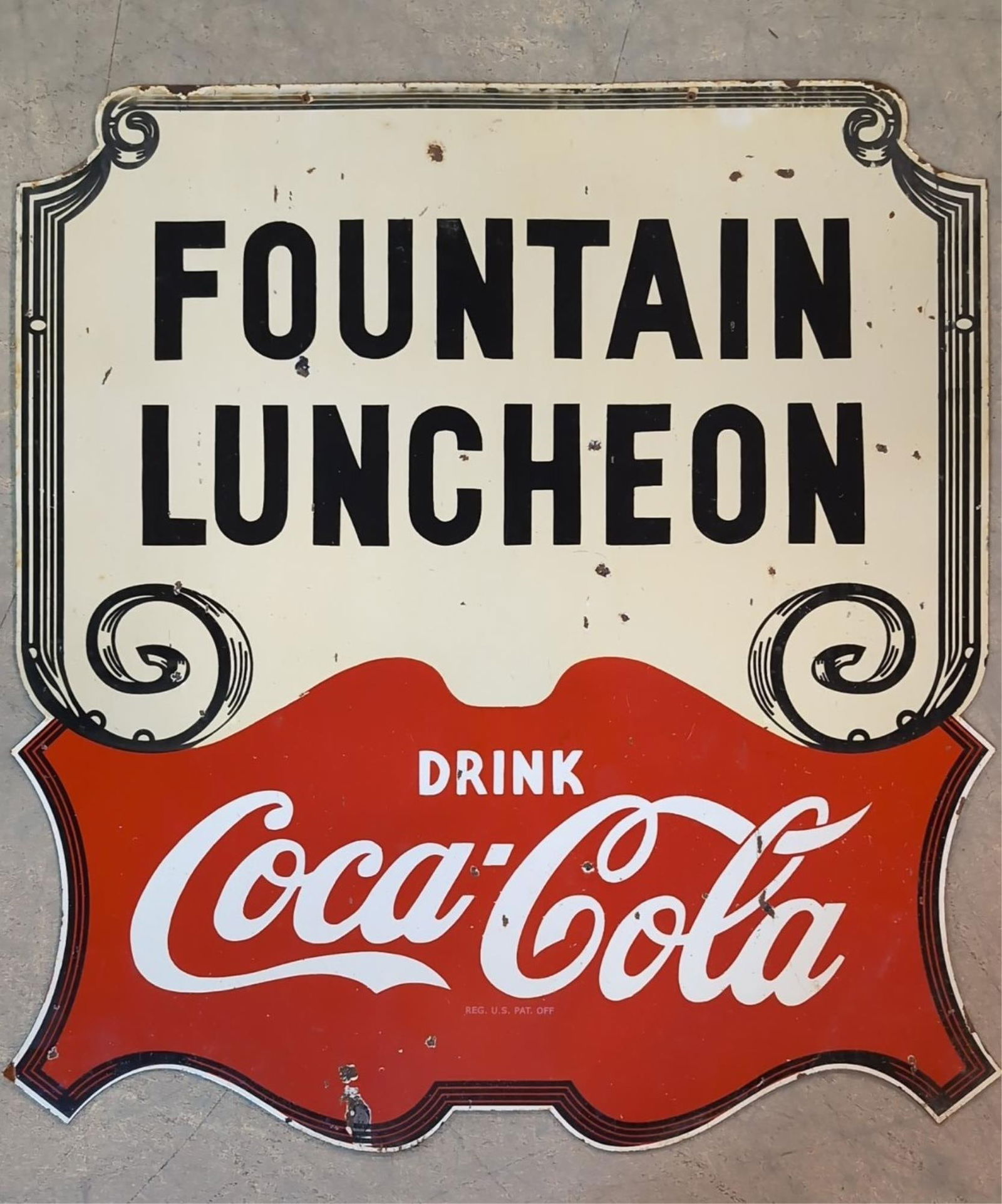 40" double sided Porcelain Fountain Luncheon Coca Cola Sign (1 of 6)
