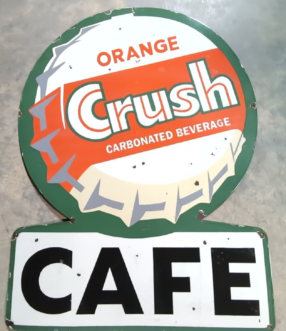 Porcelain Orange Crush Cafe single sided sign (1 of 4)