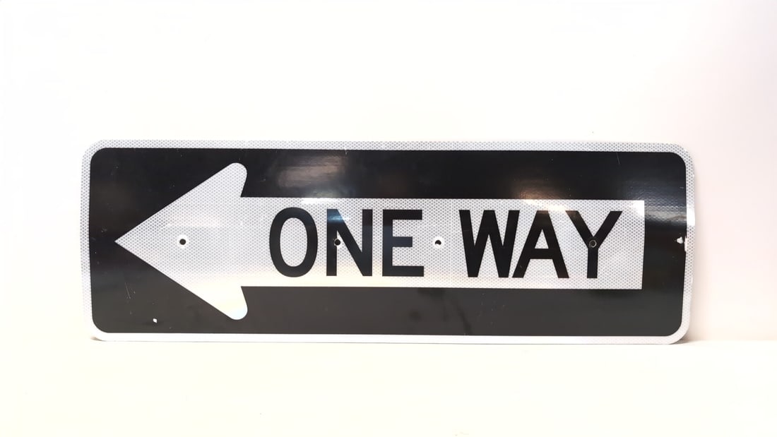 One Way Aluminum Florescent Road Sign (1 of 2)