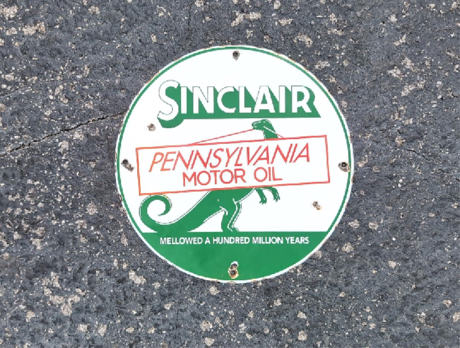 12" Porcelain Sinclair Pennsylvania Motor Oil Sign (1 of 4)