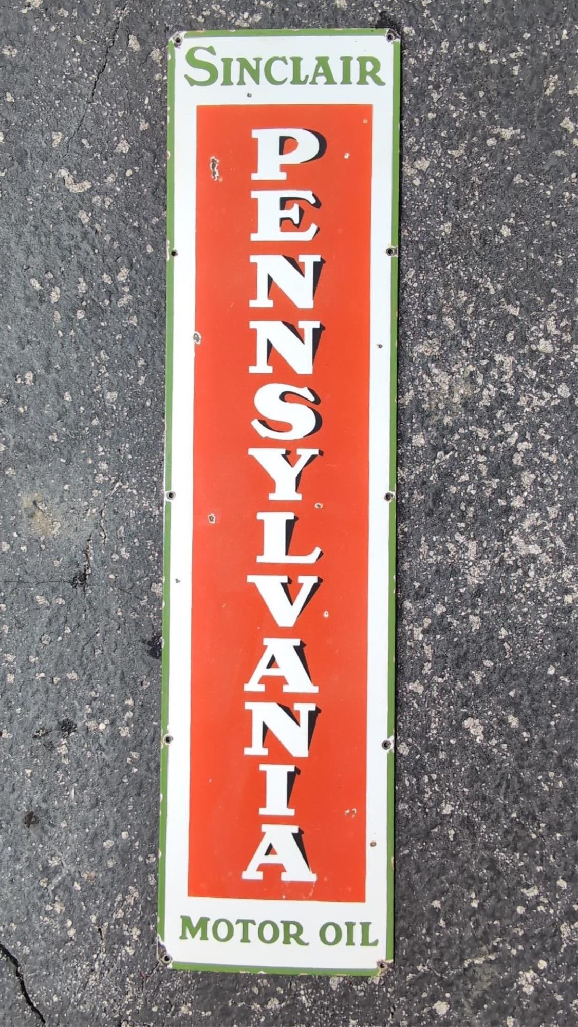 Porcelain Sinclair Pennsylvania Motor Oil Sign (1 of 4)