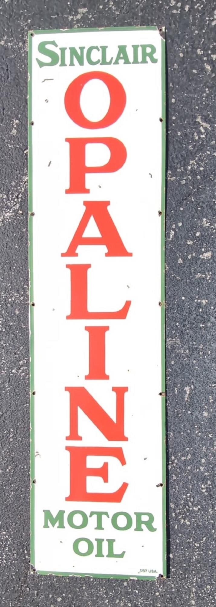 Porcelain Sinclair Opaline Motor Oil sign (1 of 4)