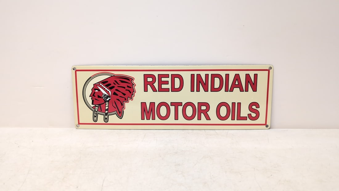 Porcelain Red Indian Motor Oil Sign (1 of 2)