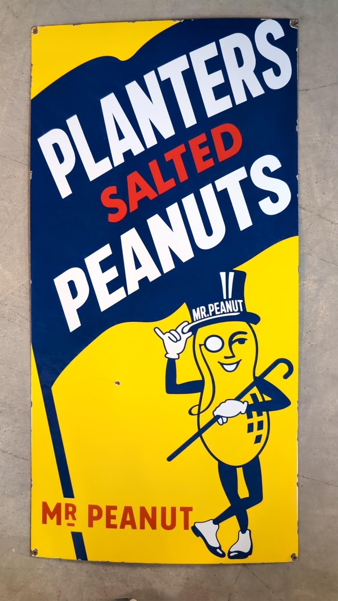 Porcelain Mr. Peanut Planters Salted Peanuts sign (1 of 7)