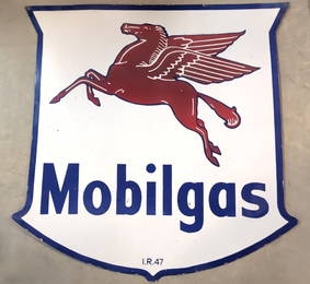 48" Porcelain double sided Mobilgas sign