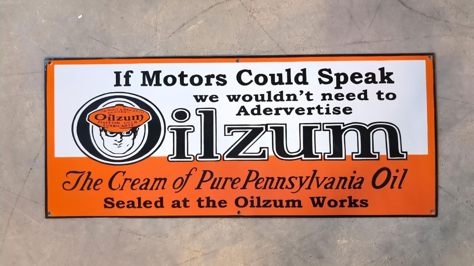 36" Porcelain Oilzum Motor Oil Sign (1 of 4)