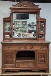 Vintage oak sideboard - beveled mirrors