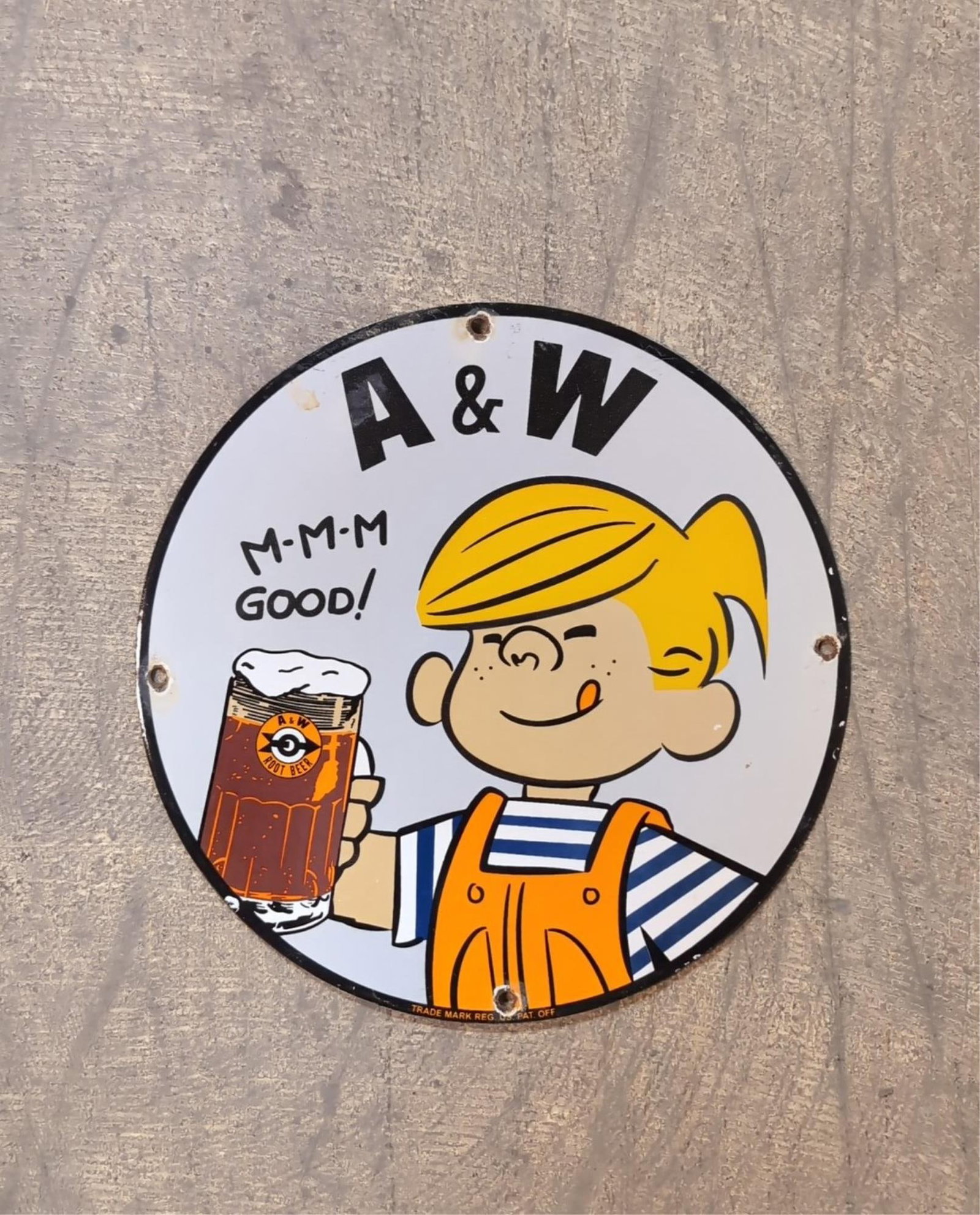 Porcelain A & W Root Beer single sided sign (1 of 2)