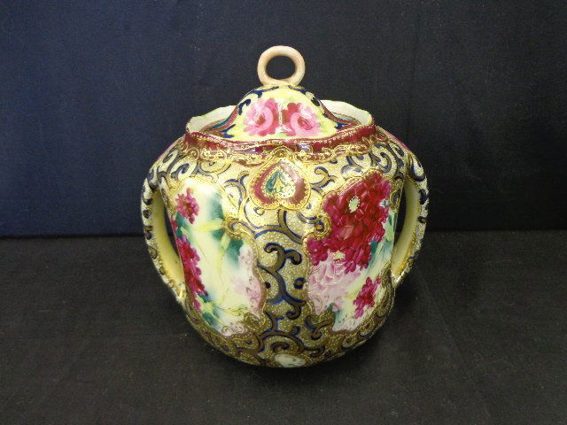 Nippon double handled cracker jar—7” tall x 6” diameter: Nippon double handled cracker jar—7” tall x 6” diameter